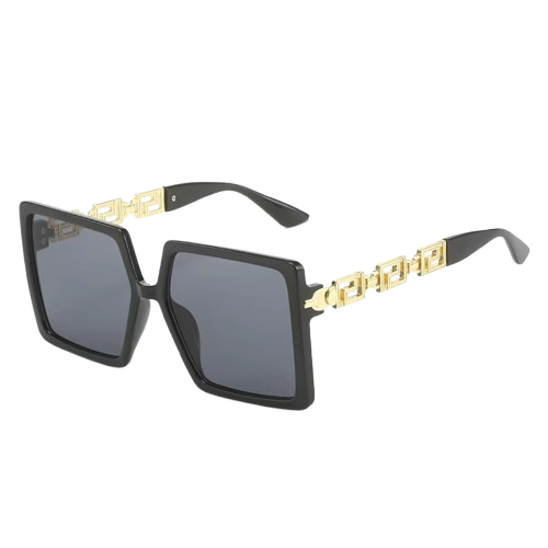 2026 New Arrivals Fashion Uv400 Protection Sunglasses With Chain Big Frame Square Sunglasses for Women ( Black )