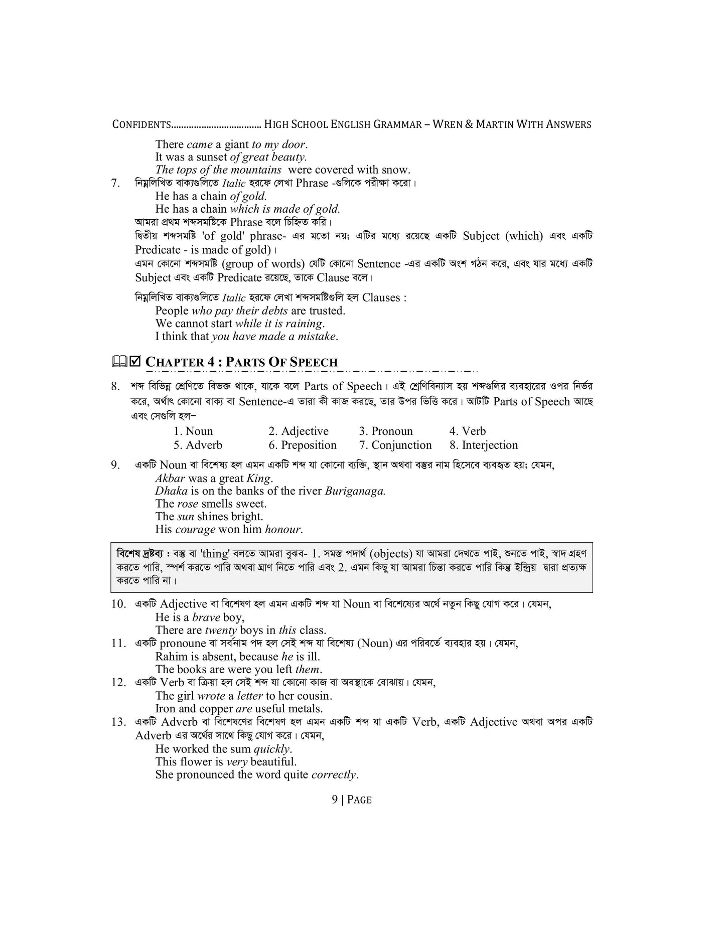 High School English Grammar and Composition Bangla With Answer