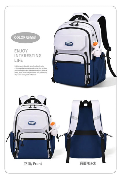 Waterproof with stain-resistant school backpacks (Blue)